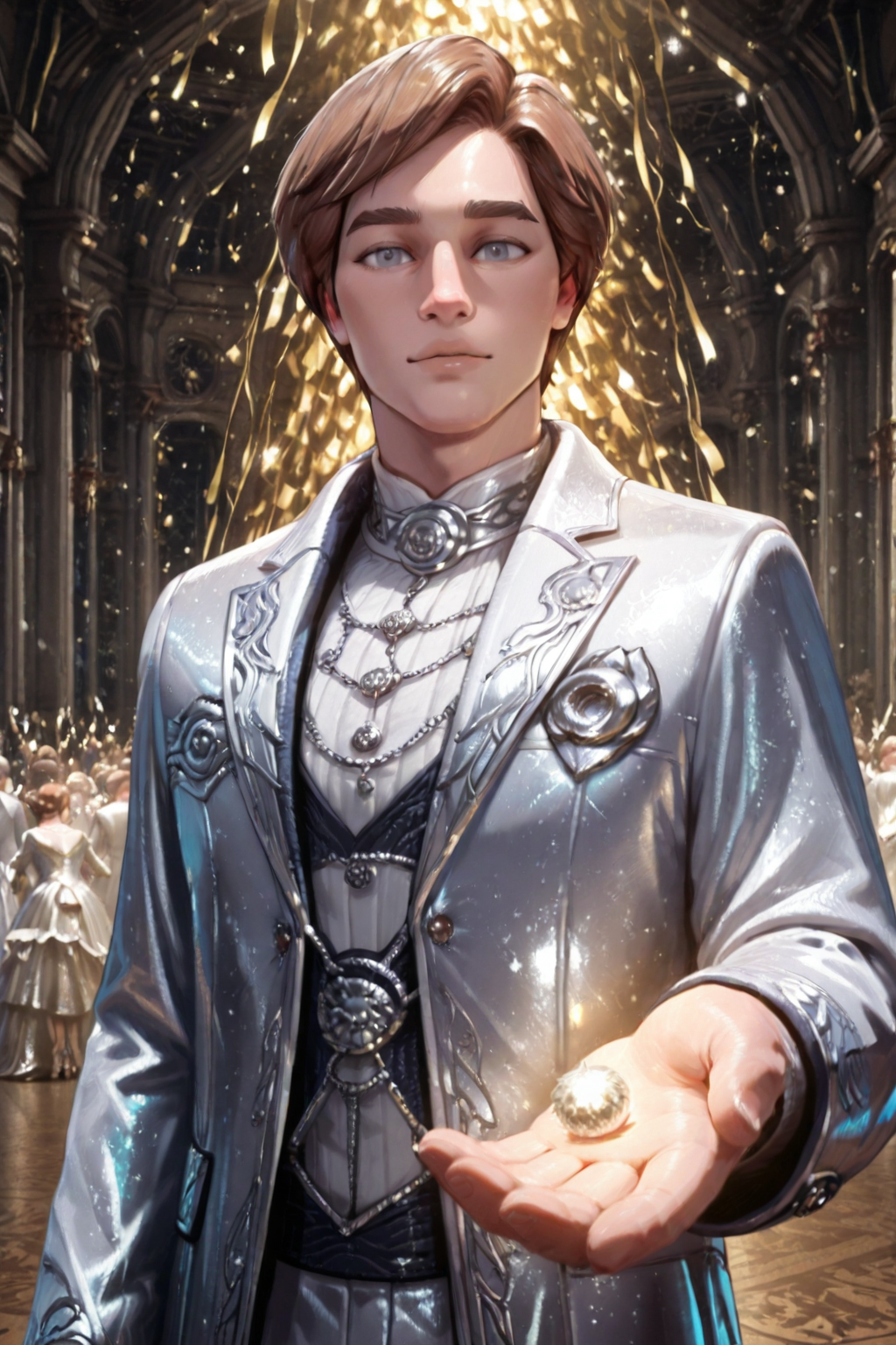 02521-3453582199-anime illustration, solo male focus, cedricdiggory, brown hair, grey eyes, (silver and white suit_1.1), holding out hand to view.png